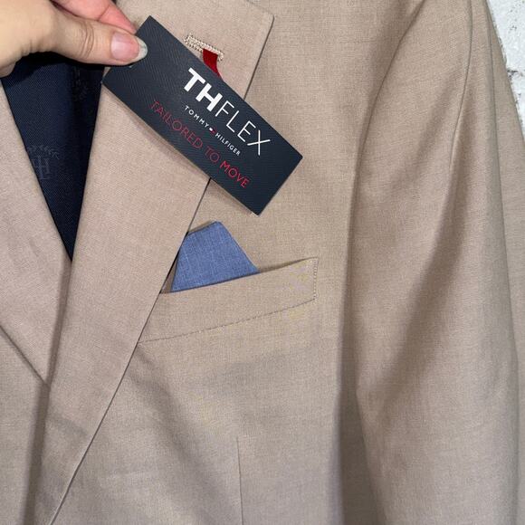 Tommy Hilfiger Men's Modern-Fit Th Flex Stretch Chambray Jacket - Tan 38L $360 - Picture 4 of 10